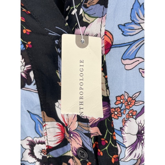 NWT Anthropologie Sz 2 Maeve Leyster Shirt Dress Floral Long Sleeved Midi - Picture 8 of 17